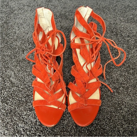 Banana Republic Shoes - Banana Republic Burnt Orange Suede Lace Up Heels